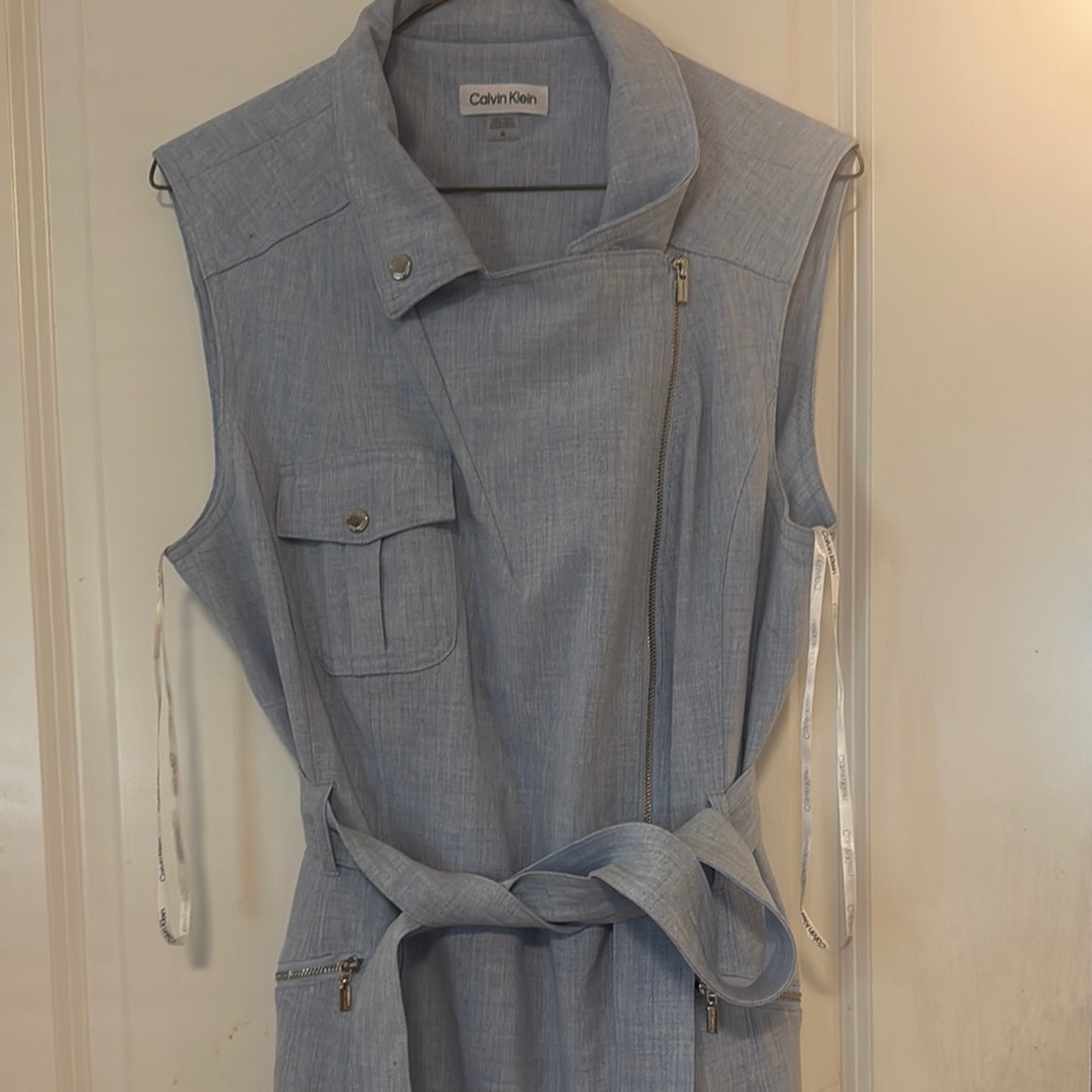Calvin Klein Sky Blue Sleeveless Jacket